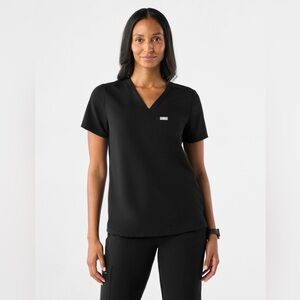 FIGS CATARINA Scrub Top BLACK size MEDIUM